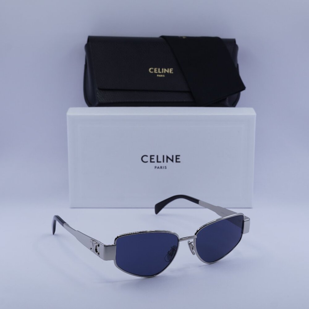 Celine CL40293U 16V Geometric Sunglasses - Palladium/Blue